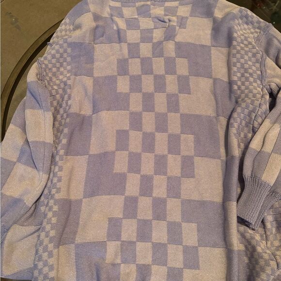 Blue Checkered Women's Cardigan - Picture 4 of 4